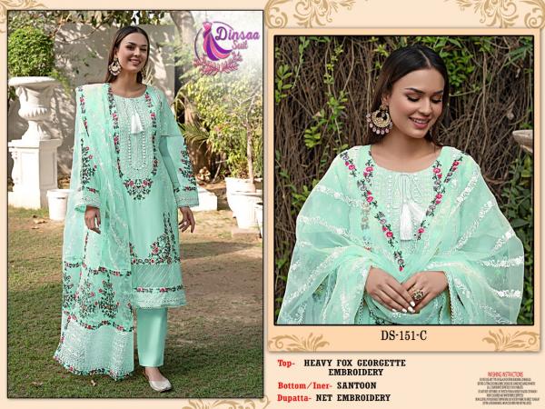 Dinsaa 151 Fastival Wear Georgette Pakistani Salwar Suit Collection